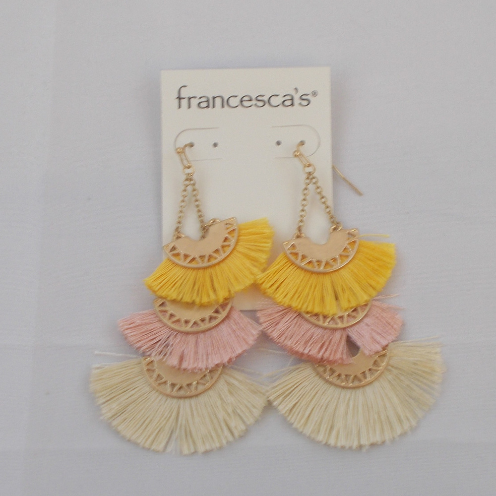 Three Tier Fringe Statement Earrings NWT